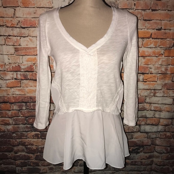 Anthropologie Meadow Rue White Melia Peplum Top - Picture 3 of 7